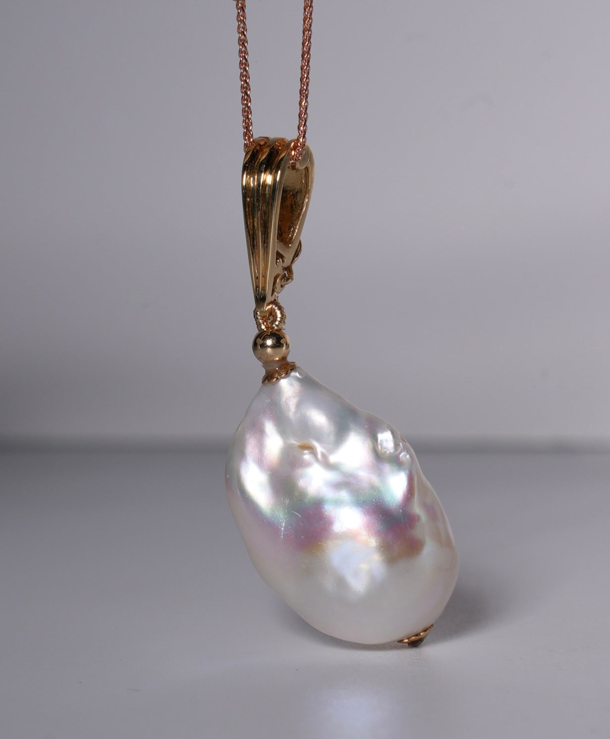 14K Kasumiga Baroque Pearl Buckle Pendant #1962