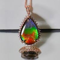 18k Waterdrop Ammolite Pendant #1972