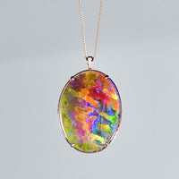 18k Oval Ammolite Pendant #1974