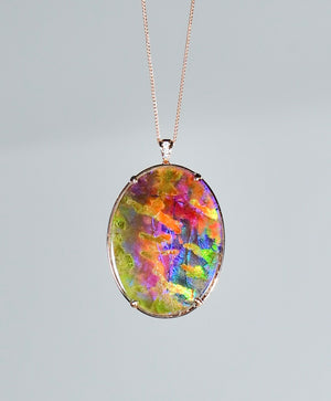 18k Oval Ammolite Pendant #1974