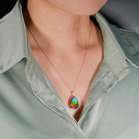 18k Waterdrop Ammolite Pendant #1972