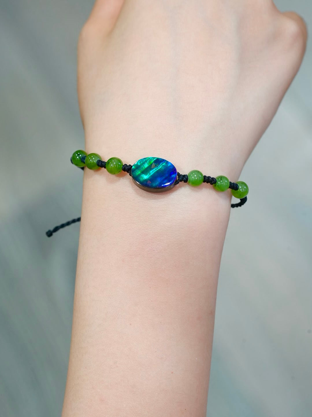 Jade & Ammolite Bracelet - Handcrafted Protection & Good Luck Talisman A+｜#3223