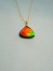 Authentic Alberta Ammolite Pendant Necklace– 14K Gold Filled, Grade AA Red, Golden, Green Fire Spectrum|#3224