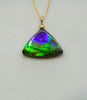 Authentic Alberta Ammolite Pendant Necklace– 14K Gold Filled, Grade AA Green & Violet Fire Spectrum|#3270