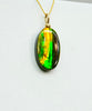 Authentic Alberta Ammolite Pendant Necklace– 14K Gold Filled, Grade AA Green & Golden Fire Spectrum|#3246