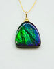 Authentic Alberta Ammolite Dome Pendant Necklace– 14K Gold Filled, Grade AA Green & Violet Fire Spectrum|#3275