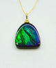 Authentic Alberta Ammolite Dome Pendant Necklace– 14K Gold Filled, Grade AA Green & Violet Fire Spectrum|#3275