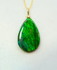 Authentic Alberta Ammolite Teardrop Pendant Necklace– 14K Gold Filled, Grade A+ Green & Violet Fire Spectrum|#3274
