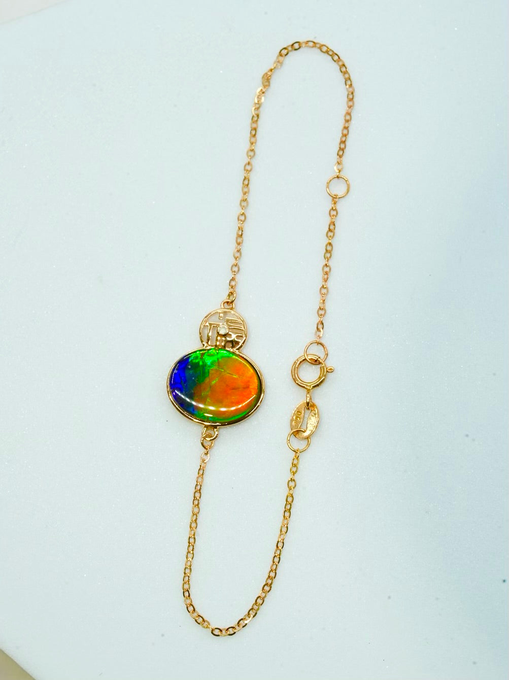 AAA Canadian Ammolite Gold Bracelet 18K|#5057