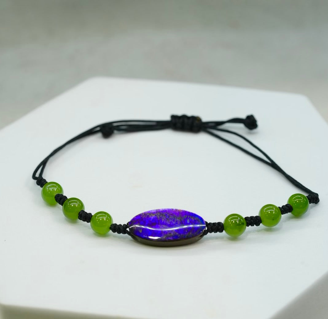 Ammolite & Jade Bracelet - Handcrafted Protection & Good Luck Talisman A｜#3241