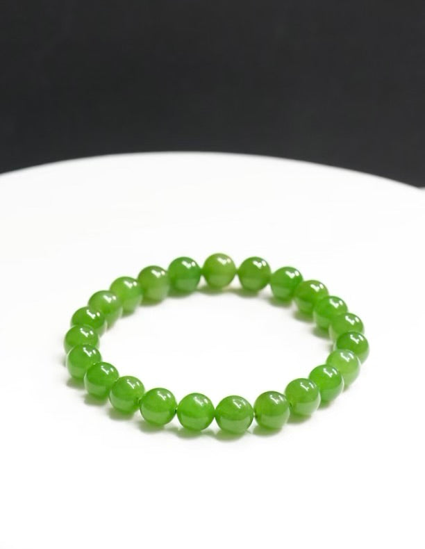 Jade Beaded Bracelet Apple Green Top Grade 8mm |#1339