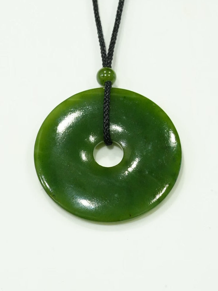 Polar Jade Peace Buckle Ping An Kou Pendant PI Harmony Donut 45mm Natural Jade|#2246-4