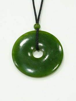 Polar Jade Peace Buckle Ping An Kou Pendant PI Harmony Donut 45mm Natural Jade|#2246-4