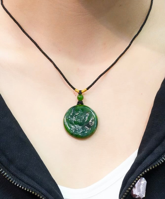 Canadian Polar Jade Pendant Lotus and Fish Pendant｜A Grade Natural Jade|#1885