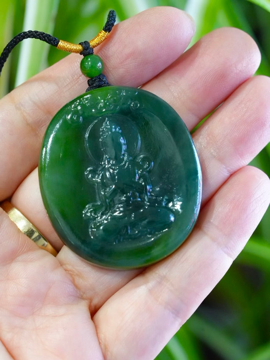 Canadian Polar Jade Formless Buddha Pendant AAA Natural Jade 43mm|#5071