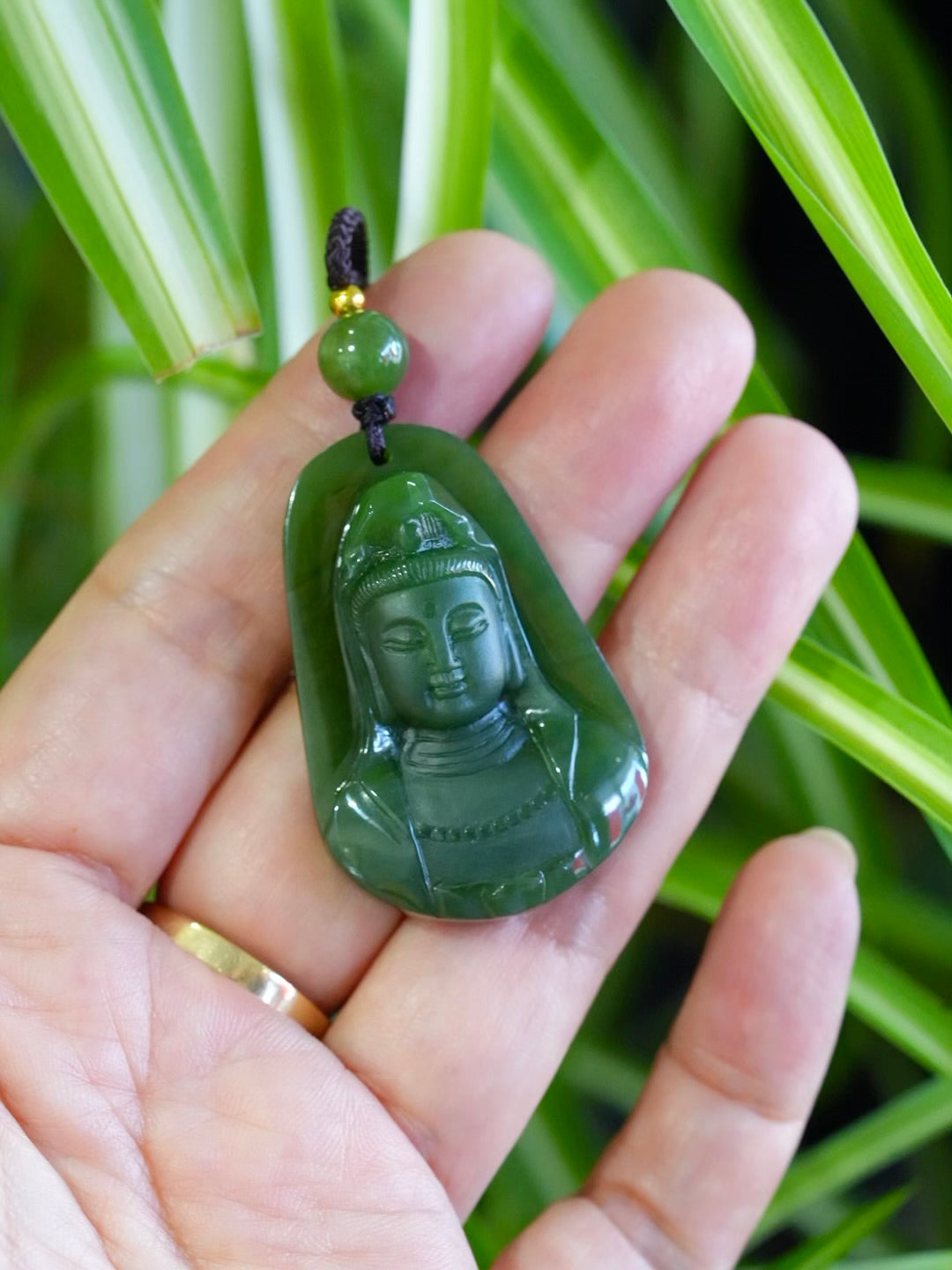 Canadian Polar Jade Guanyin Pendant AAA Natural Jade 42mm|#5062