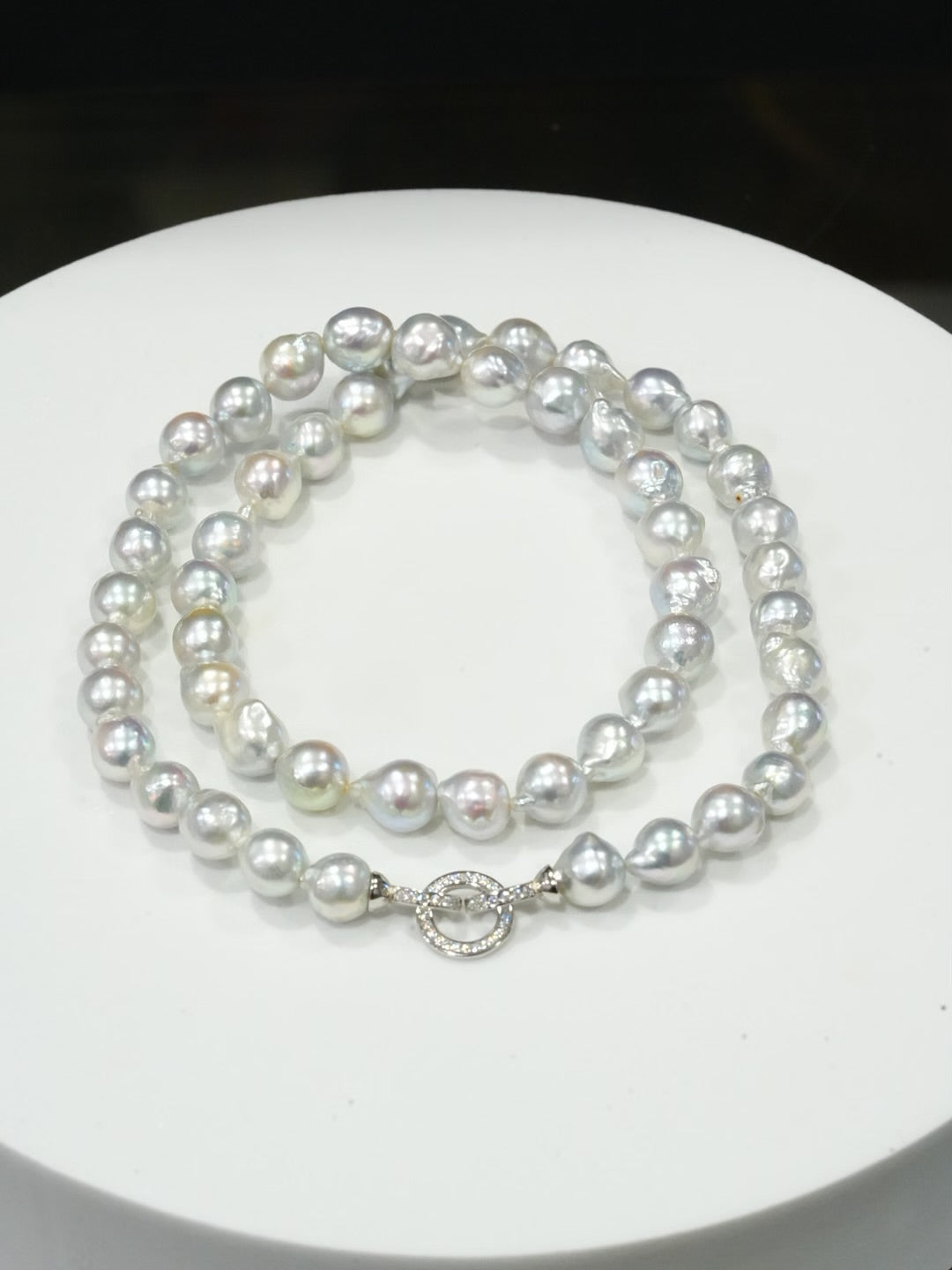 Japanese Baroque Akoya Saltwater Cultured Pearl Necklace (8-11mm) | Statement High Luster Strand 19" | 925 Sterling Silver Clasp | #5070