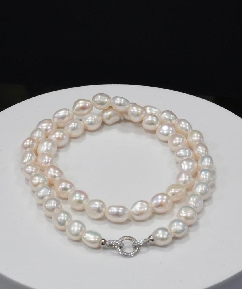 Freshwater Pearl Necklace 22" |High Luster Baroque Cultured Pearls |Sterling Silver Clasp | #5065