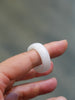 Natural Hetian Nephrite Jade Domed Wide Band Ring – White Size 9| Certified in Canada | #5073