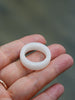 Natural Hetian Nephrite Jade Domed Wide Band Ring – White Size 9| Certified in Canada | #5073