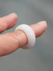Natural Hetian Nephrite Jade Domed Wide Band Ring – White Size 7| Certified in Canada | #5074