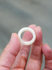 Natural Hetian Nephrite Jade Domed Wide Band Ring – White Size 6| Certified in Canada | #5076