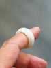 Natural Hetian Nephrite Jade Domed Wide Band Ring – White Size 4| Certified in Canada | #5077