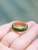 Natural Canadian Polar Jade Band Ring with 14K Solid Gold Bezel Trim – Size 5.5| Certified in Canada | #5081