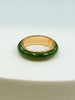 Natural Canadian Polar Jade Band Ring with 14K Solid Gold Bezel Trim – Size 5.5| Certified in Canada | #5081