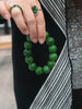 Natural Siberian Nephrite Jade Beaded Bracelet - 16mm Spinach Green|#5075