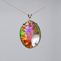 18k Oval Ammolite Pendant #2098