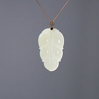 18k White Jade Leaf Pendant #2032