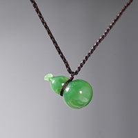 Chatoyant Jade Gourd Pendant Necklace #2030