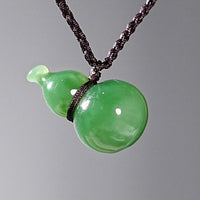 Chatoyant Jade Gourd Pendant Necklace #2030