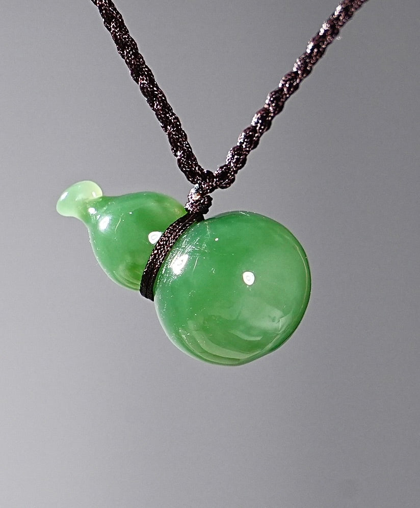 Chatoyant Jade Gourd Pendant Necklace #2030