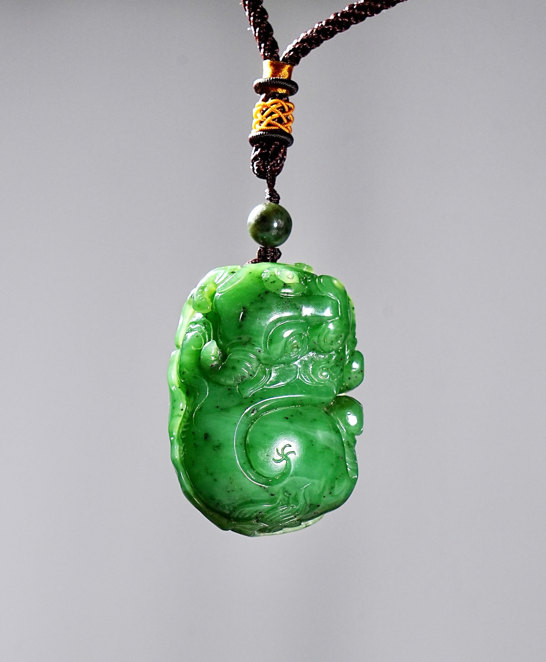 Hand Carved Ox Jade Pendant #2014