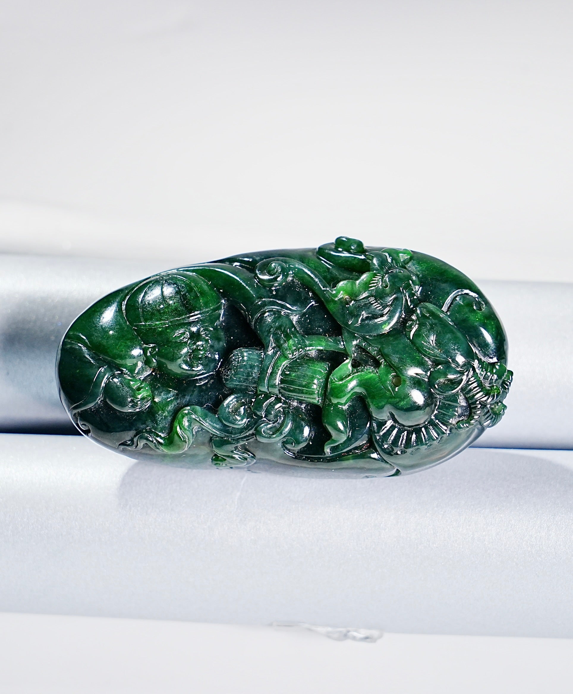 Successful Hand Carved Jade Palm Stone #1771