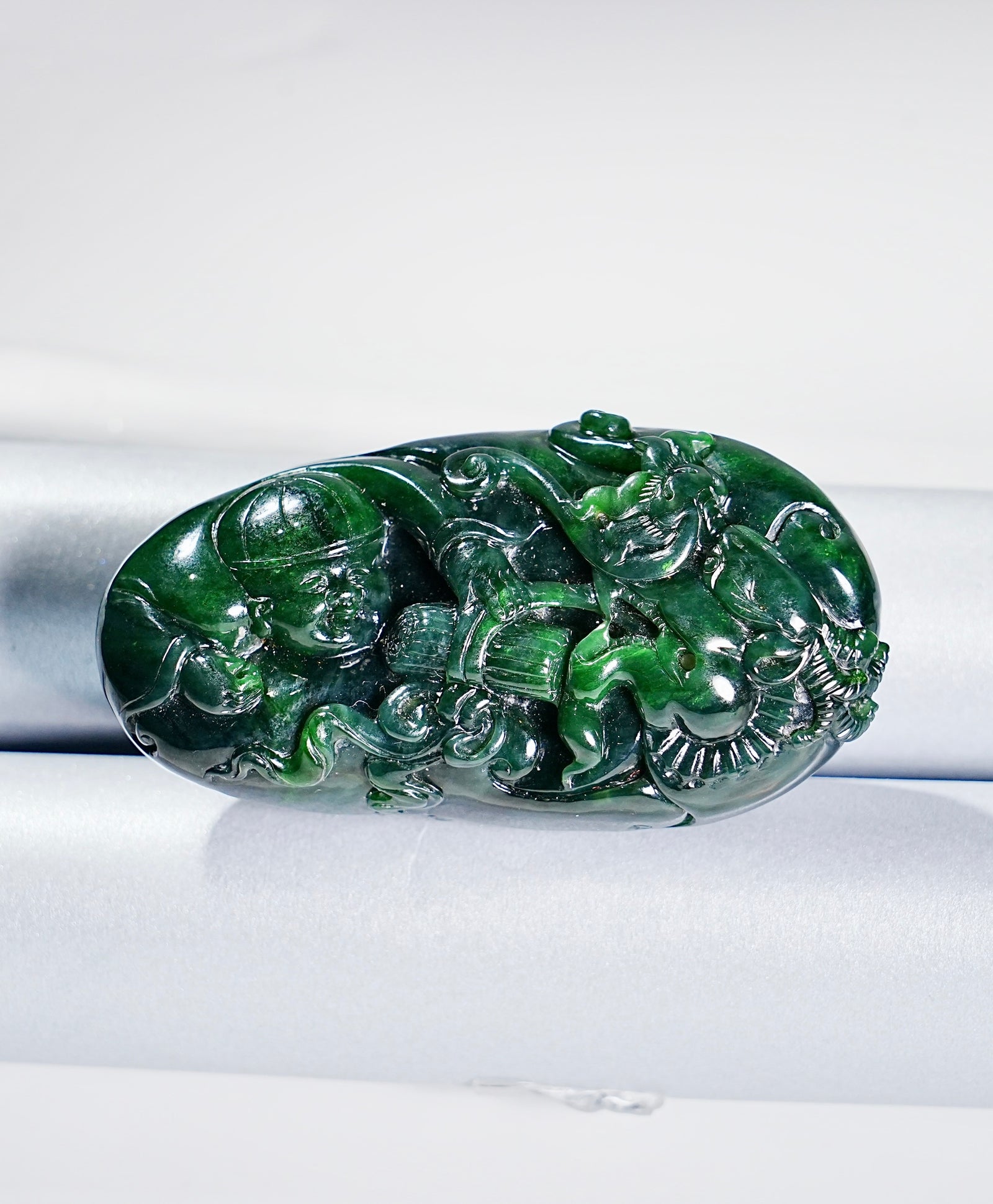 Successful Hand Carved Jade Palm Stone #1771