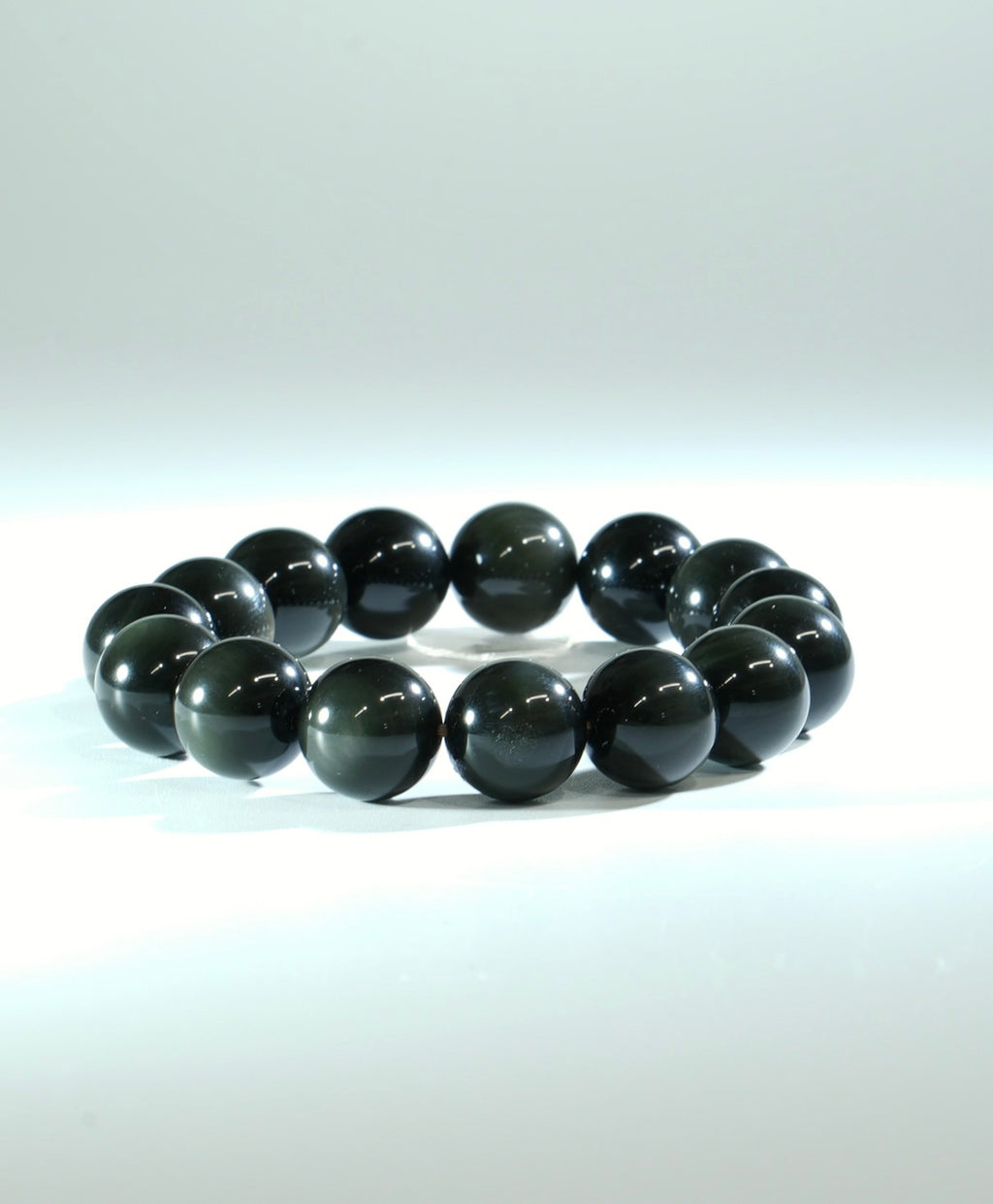 14mm Obsidian Rainbow Eye Beaded Bracelet #1845