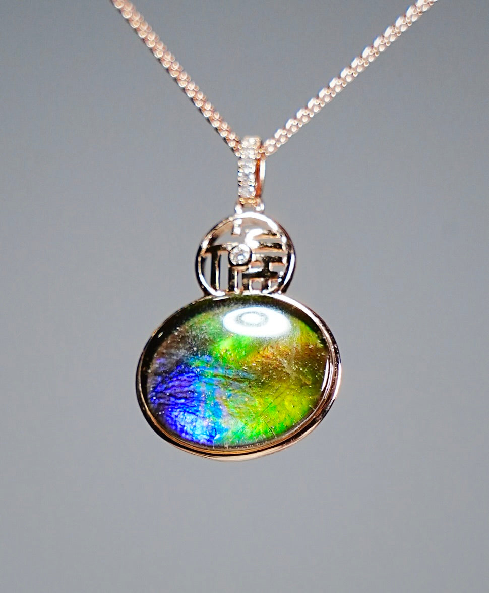 18k Ammolite Gourd Pendant #2075