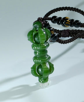 Jade Vajra Pendant Necklace Buddhist Design Natural Jade #1777