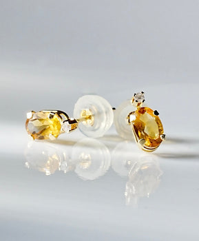 Citrine Earrings and Pendant Set 14K Gold Natural Stone #1874