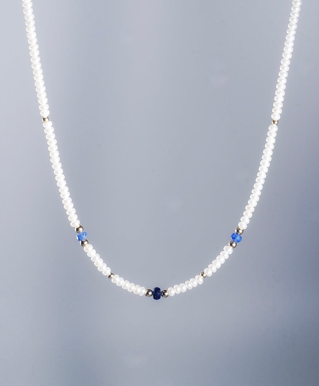 14k Freshwater Pearl and Sapphire Necklace #2231