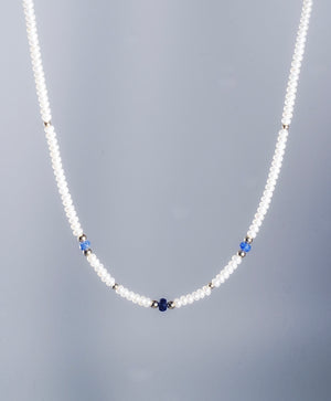 14k Freshwater Pearl and Sapphire Necklace #2231