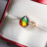 18k Ammolite Diamond Ring #2095