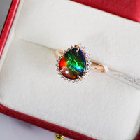 18k Ammolite Diamond Ring #2095