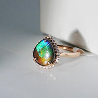 18k Ammolite Diamond Ring #2095