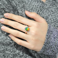 18k Ammolite Diamond Ring #2095