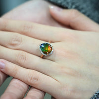 18k Ammolite Diamond Ring #2095