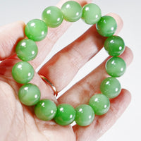 14mm Chatoyant Siberian Jade beaded Bracelet #2114